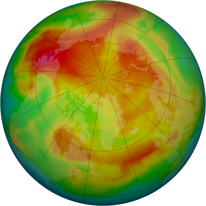Arctic ozone map for 09 April 2013